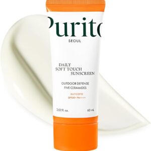 PURITO Daily Soft Touch Sunscreen 60ml / 2.02 fl. oz. SPF 50+ PA ++++ safe ingredients, broad-spectrum, calm, soothing, Vegan, cruelty-free