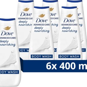 Dove Advanced Care Deeply Nourishing Body Wash Body Cleanser shower gel with skin-natural nutrients for instantly lotion-soft skin 6x 400 ml
