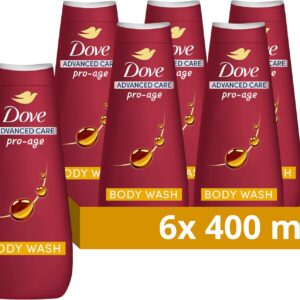 Dove Advanced Care Pro-Age Body Wash Body Cleanser shower gel with skin-natural nutrients for instantly lotion-soft skin 6x 400 ml