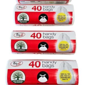 Tidyz 240 HANDY BAGS with Tie Handles (6 rolls of 40 bags) Use as Handy Shopping Bag - Carrier Bag - 15L Pedal Bin - Bathroom Bin - Household Waste, Kitchen Bin - Bin Liner - Waste Paper - Image 3
