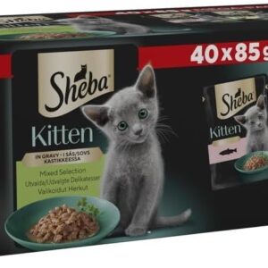 Sheba Sauce Collection Cat Food Pouch for Kitten Mixed Selection in Gravy 40x85g