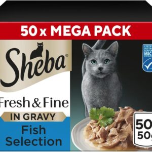 SHEBA Fresh & Fine Cat Pouches Fish collection in Gravy 50x50g
