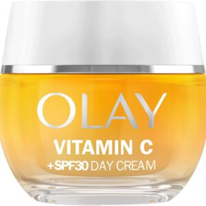 Olay Vitamin C Face Moisturiser Day Cream SPF 30, Skincare with Niacinamide 99% Purity Brightening Skin Care: Anti-Dark Spot Action, Evens, Hydrates Non-Greasy, Non-Sticky 50ml