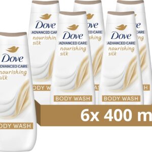Dove Advanced Care Nourishing Silk Body Wash Body Cleanser shower gel with skin-natural nutrients for instantly silky-soft skin 6x 400 ml