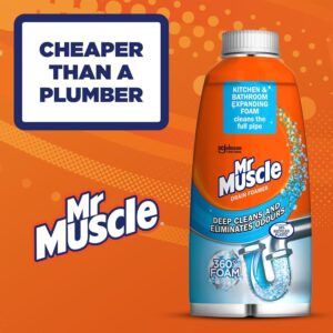 Mr Muscle Drain Foamer, Drain Cleaning Foam to Unblock & Eliminate Odour, 500 ml (Pack of 1)