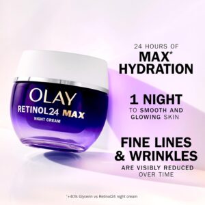 Olay Retinol 24 MAX Night Cream Face Moisturiser, Skincare with Antioxidant Vitamin E, 40% Glycerin Overnight Anti Aging Skin Care: Smooths, Renews and Hydrates, 50ml (vs Retinol24 Night Cream) - Image 2