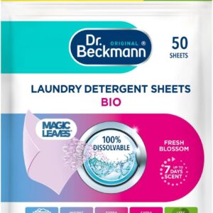 Dr. Beckmann Laundry Detergent Sheets BIO | Fresh Blossom | MAGIC LEAVES | Pre-dosed | 50 sheets