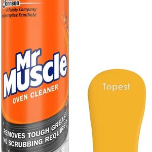Mr Muscle Oven Cleaner Spray (300 Ml) + Oven Hob Glass Cleaning Tool Non Scratch - Oven BBQ Cleaner Degreaser- for Tough Grease, Grime