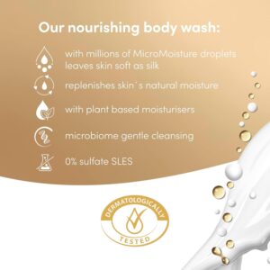 Dove Advanced Care Nourishing Silk Body Wash Body Cleanser shower gel with skin-natural nutrients for instantly silky-soft skin 6x 400 ml - Image 3