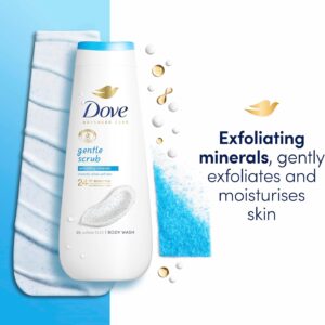Dove Advanced Care Gentle Scrub Body Wash Body Cleanser shower gel with exfoliating minerals for instantly lotion-soft skin 6x 225 ml - Image 2