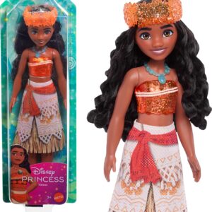 Mattel Disney Princess Dolls, Moana Posable Fashion Doll with Sparkling Clothing and Accessories, Disney Movie Toys, HLW05, Orange Outfit