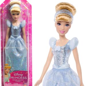 Mattel Disney Princess Dolls, Cinderella Posable Fashion Doll with Sparkling Clothing and Accessories, Disney Movie Toys, HLW06