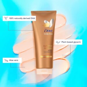 Dove Summer Revived Medium to Dark Gradual Tanning Lotion for a gradual tan and natural, radiant glow non‑greasy self-tan for all skin types 200 ml