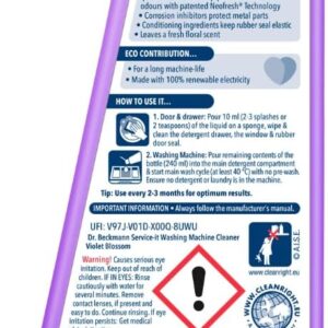 Dr. Beckmann Service-it Washing Machine Cleaner | Violet Blossom | Removes limescale and bad odours | 250ml - Image 2