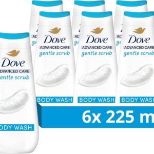 Dove Advanced Care Gentle Scrub Body Wash Body Cleanser shower gel with exfoliating minerals for instantly lotion-soft skin 6x 225 ml
